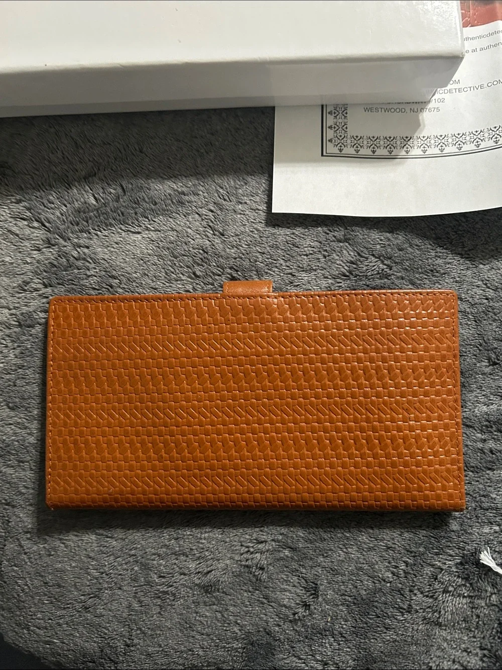 Dior Orange Textured Leather Long Wallet with Gold Oval Clasp